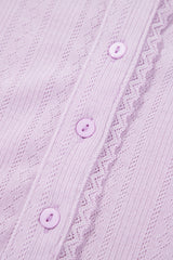 Orchid Petal Delicate Texture Cropped Cami Shorts and Cardigan 3pcs Lounge Set