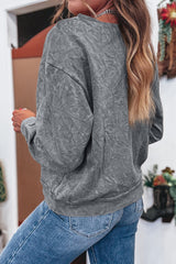 Sea Green  saved by grace Letter Embroidery Mineral Wash Loose Sweatshirt