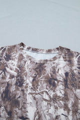 Khaki Camouflage Woodland Print Drop Shoulder Tunic Tee