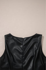 Wild Ginger  Faux Leather Sleeveless Round Neck Mini Dress