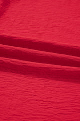 Fiery Red Plus Size Shirred Cuff Dolman Oversized Tunic Blouse