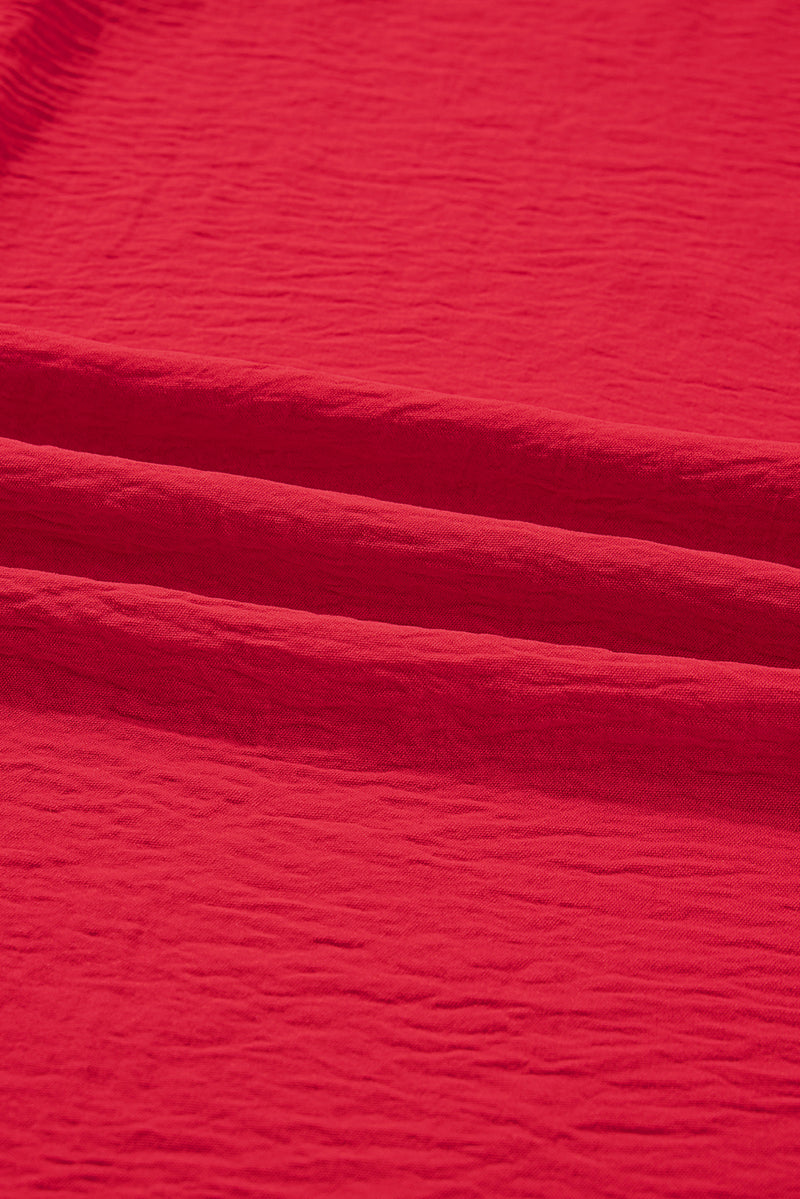 Fiery Red Plus Size Shirred Cuff Dolman Oversized Tunic Blouse