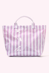 Blackish Green Glossy Striped Vinyl Large Tote Bag