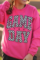 Hot Pink Gameday checker sweatshirt