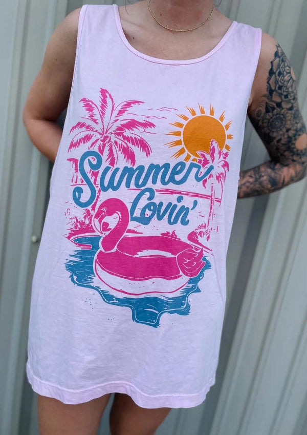 Summer lovin baby pink comfort colors tank