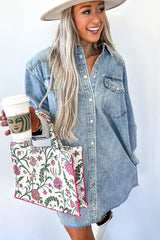 Beau Blue Chest Pocket Raw Hem Denim Loose Shirt Dress