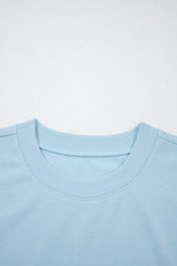 Sea Green Solid Color Loose Tee Drawstring Shorts 2pcs Outfit