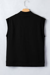 Mint Green Solid Color High Neck Cap Sleeve Loose Top