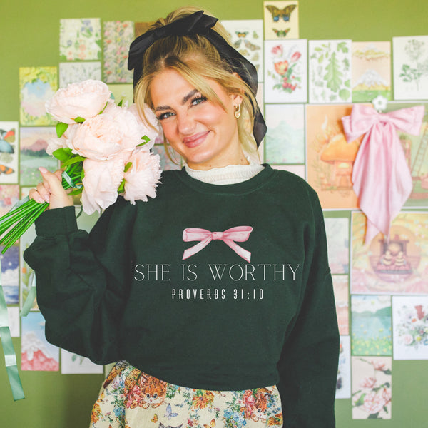 She is  Worthy • Proverbs sweatshirt