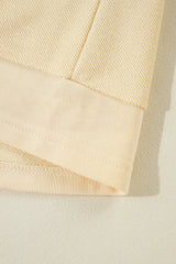 Beige Plain Exposed Seam Round Neck Pullover Sweatshirt