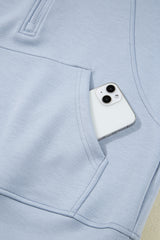 Jet Stream Half Zip Thumbhole Sleeve Hoodie Active Pants 2pcs Outfit