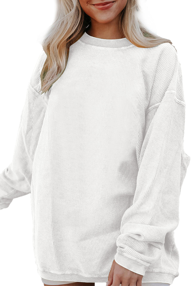 Festival Fuchsia Plain Drop Sleeve Corded Oversized Sweatshirt