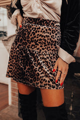 Brown Leopard Tiered Patchwork Hot Mini Skirt