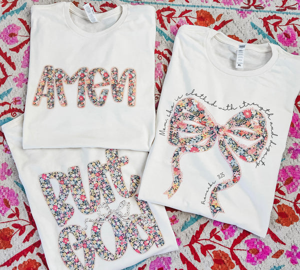 Floral Godly cream tees