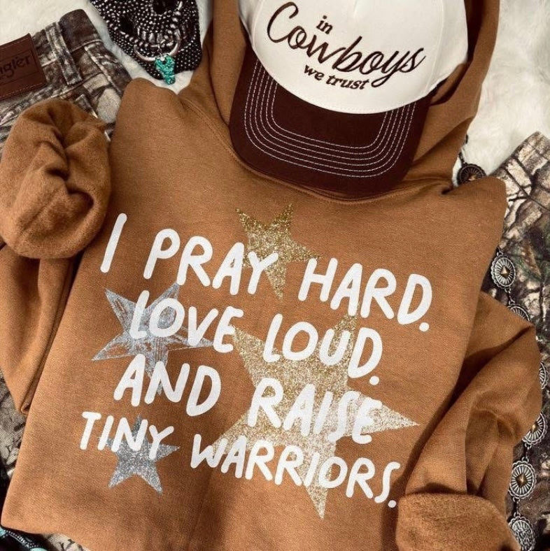 I pray hard and raise tiny warriors sweatshirt or hoodie