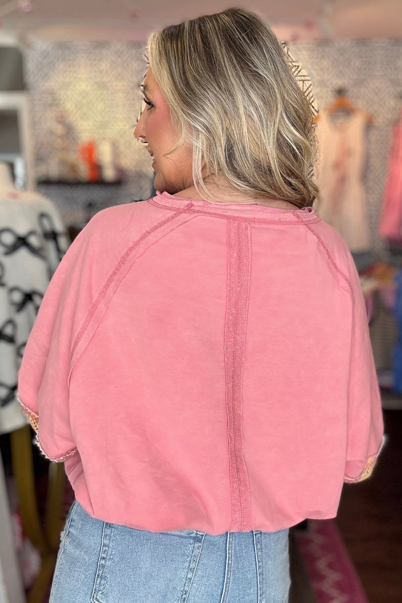 Blossom Striped Hollow Out Patchwork Long Sleeve Top