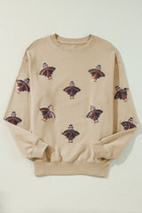 Parchment Turkey Graphic Patch Application Thanksgiving Holiday Sweatshirt