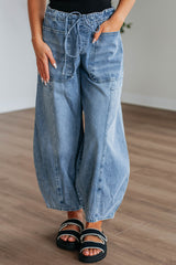 Myosotis Large Patch Pocket Drawstring Paperbag Waist Barrel Jeans