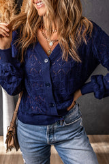 Rose Lightweight Buttoned Front Crochet Cardigan