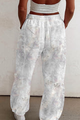 Beige Camo Print Baggy Drawstring Jogger Sweatpants