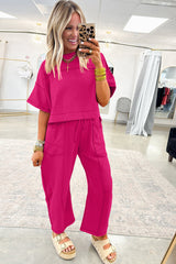 Orchid Bouquet Drop Shoulder Boxy Tee and Barrel Pants Set