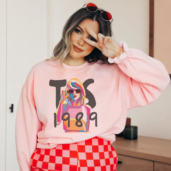 Watercolor 1989 TS pink sweatshirt