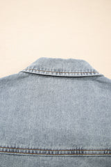 Beau Blue Street Style Zip Up Washed Denim Jacket