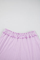 Orchid Petal Delicate Texture Cropped Cami Shorts and Cardigan 3pcs Lounge Set