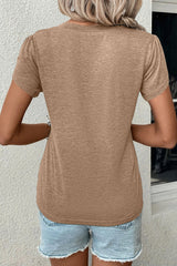 Mist Green Petal Sleeve V Neck T-Shirt