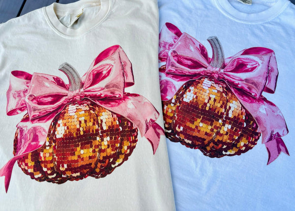 Disco Bow Pumpkin tee
