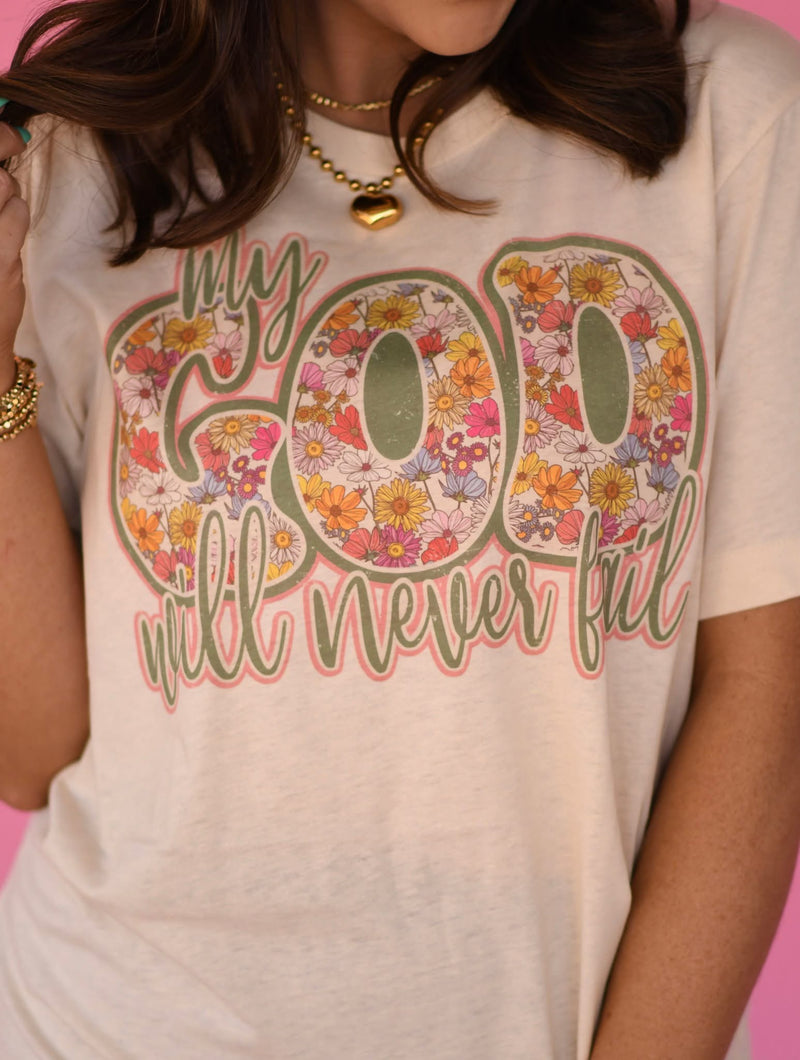 God will never fail oatmeal tee