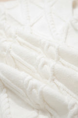 White Pearl High Neck Textured Knit Sweater Vest