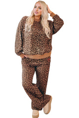Khaki Allover Leopard Pullover and Pants Outfit