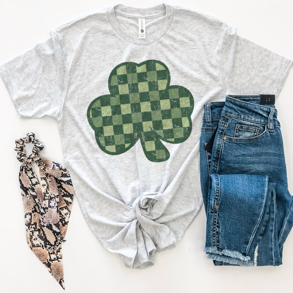 Checked clover ash tee