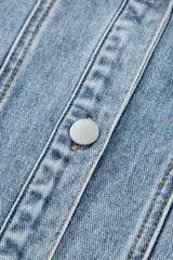Myosotis Scallop Trim Collar Pocket Button Up Denim Jacket