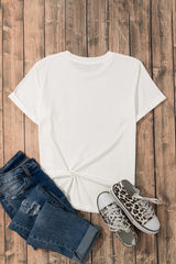 Orchid Petal Casual Plain Crew Neck Tee