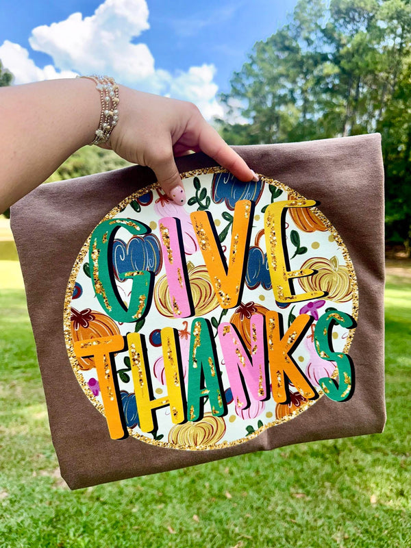 Give Thanks - colorful tee