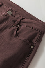 Red Dahlia Solid Color Loose Straight High Waist Jeans