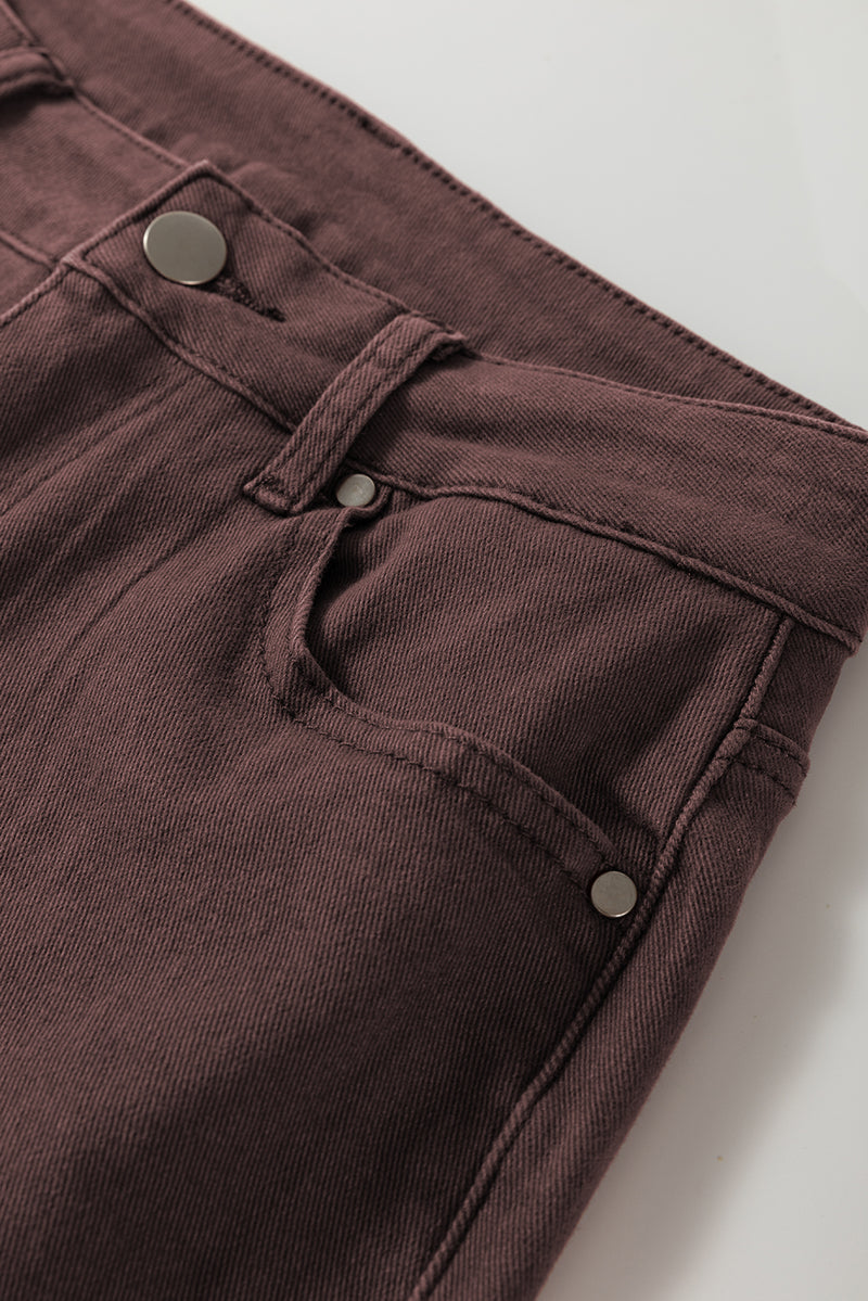 Red Dahlia Solid Color Loose Straight High Waist Jeans