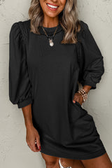 Sachet Pink Twist Braided Embellished Puff Sleeve Dress
