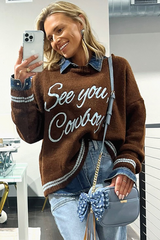 Coffee Letter Embroidered Graphic Sweater