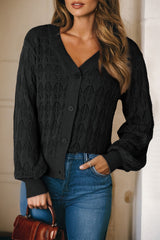 Rose Lightweight Buttoned Front Crochet Cardigan