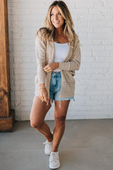 Redwood Burl Mix Pattern Hollow Knit Open Front Cardigan