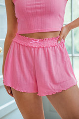 Orchid Petal Delicate Texture Cropped Cami Shorts and Cardigan 3pcs Lounge Set