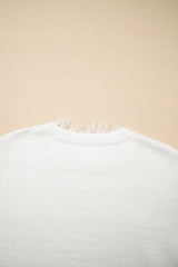 Beige Lace Sleeve Patchwork Faux Two-piece Fuzzy Sweater