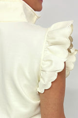 Beige Adley Scallop + Zipper Top