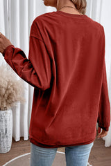 Racing Red Merry & Bright Sequins Patch Ribbed Graphic Sweatshirt