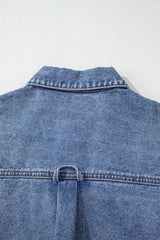 Ashleigh Blue Acid Wash Elastic Hem Button Up Denim Vest