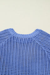 Black Plus Size Open Knit Bow Tie Short Sleeve Sweater