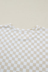 Khaki Checkered Print Half Sleeve Tee 2pcs Lounge Pant Set